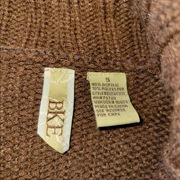 NWOT- BKE 1/2 Zip Cardigan Brown Sz Small Shawl Collar Long Sleeve - Picture 5 of 5